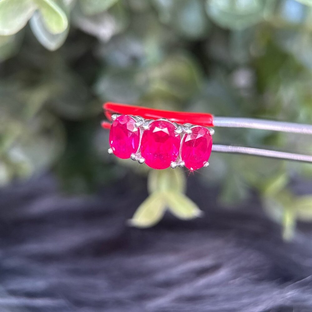 Ruby Colored Stones Silver 925 Ring - image 2